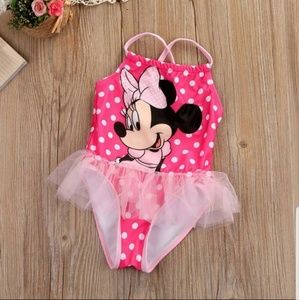 Swimwear minnie mouse one piece kids swimming suit